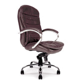 Nautilus Designs Santiago High Back Italian Leather Faced Synchronous Executive Chair With Integrated Headrest & Fixed Arms Brown - DPA618KTAG/BW DD